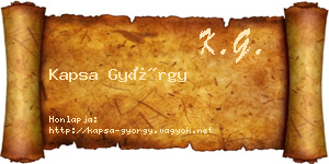 Kapsa György névjegykártya